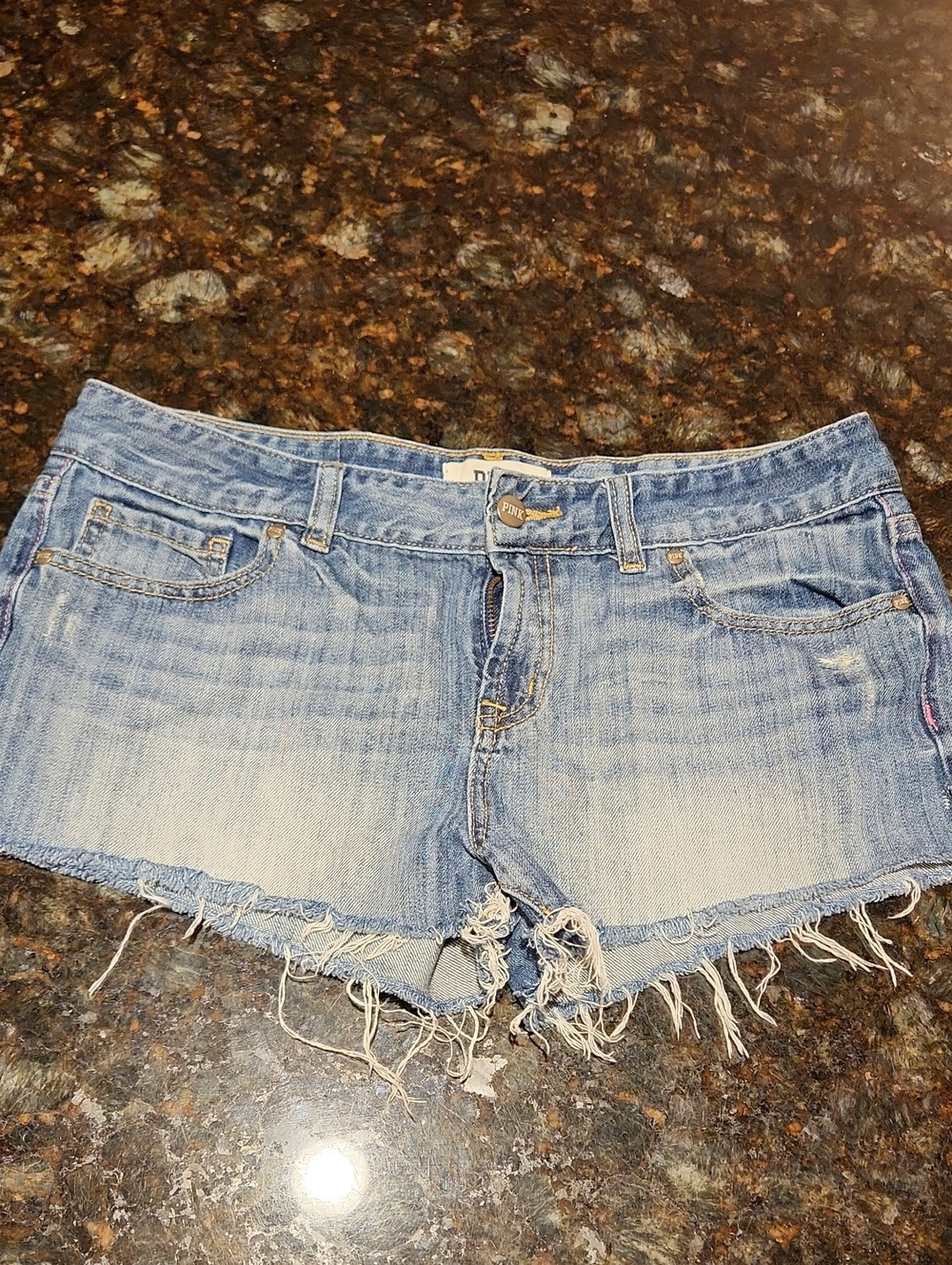 PINK Victoria's Secret Light Blue Distressed Denim Cutoff Shorts